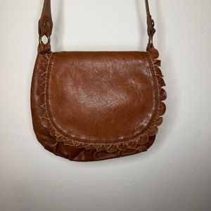 LUCKY BRAND COGNAC BROWN LEATHER CROSSBODY BAG